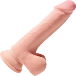 King Cock Plus Triple Density Ballsy Dildo with Suction Cup, 7.5 Inch, Vanilla