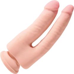 King Cock Plus Triple Density Double Penetrator with Suction Cup, 9.5 Inch, Vanilla
