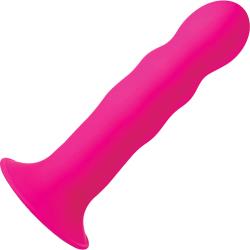 Squeeze It Squeezable Wavy Silicone Dildo, 7.2 Inch, Pink
