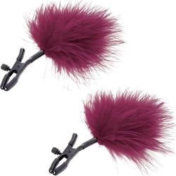 Sex & Mischief Enchanted Feather Nipple Clamps, Burgundy