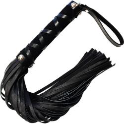 Rouge Garments Short Leather Flogger with Studded Handle, Black