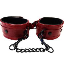 Rouge Anaconda Leather Wrist Cuffs, Burgundy/Black