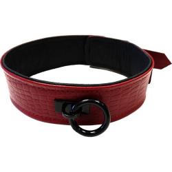 Rouge Adjustable Leather Collar, One Size, Burgundy/Black