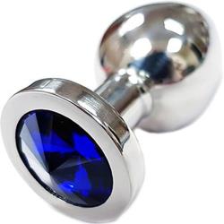Rouge Stainless Steel Smooth Butt Plug with Jewel, 2.25 Inch, Crystal Blue