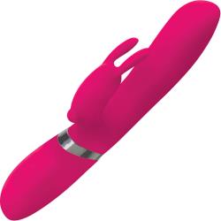 Power Bunnies Hoppy 50X Silicone Rechargeable Rabbit Vibrator, 8.5 Inch, Pink