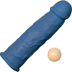 Great Extender 1st Silicone Vibrating Sleeve, 6.5 Inch, Blue