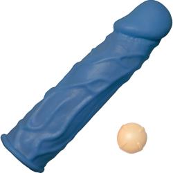 Great Extender 1st Silicone Vibrating Sleeve, 7.5 Inch, Blue