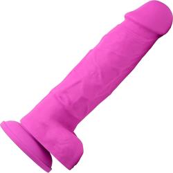 Power Pecker Silicone Dildo with Balls, 7 Inch, Pink