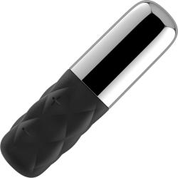 Satisfyer Mini Sparkling Darling Rechargable Bullet, 4.5 Inch, Black/Chrome