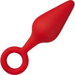 Forto F-10 Anal Plug with Pull Ring, 4.4 Inch, Red