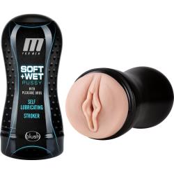 M for Men Soft and Wet Pussy with Pleasure Orbs Self Lubricating Stroker Cup, Flesh