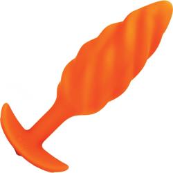 b-Vibe Swirl Texture Vibrating Butt Plug, 4.4 Inch, Orange