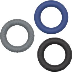 Link Up Ultra-Soft Extreme 3 Silicone Cock Rings Set, 1.5 Inch, Multi-colored