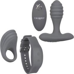 Silicone Remote Adventure Set with Vibrating Anal Probe & Cock Ring, Gray