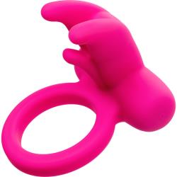 Silicone Rechargeable Triple Clit Flicker Cock Ring, Pink