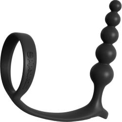 Anal Fantasy Collection Ass-Gasm Cockring Anal Beads, 4.7 Inch, Black