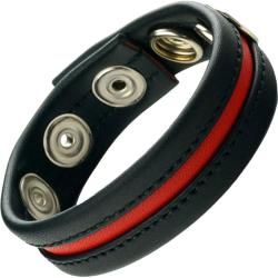 Prowler Red Adjustable Leather Cock Strap, Black/Red