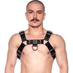 Prowler Red Butch Chest Harness, Medium, Black/Silver