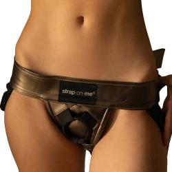 Strap-On-Me Curious Leatherette Harness, One Size, Bronze