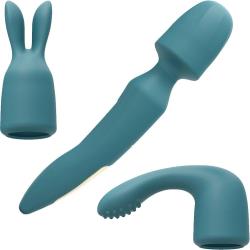 R-Evolution 3-in-1 Vibrating Silicone Wand, 8 Inch, Blue