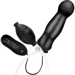 Lux Fetish Inflatable Vibrating Butt Plug, 4.5 Inch, Black