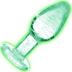 Booty Sparks Glow-in-the-Dark Glass Anal Plug, 2.9 Inch, Clear