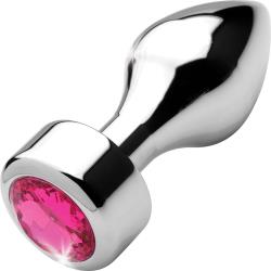 Booty Sparks Hot Pink Gem Weighted Anal Plug, 3.7 Inch, Silver/Pink