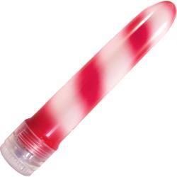 Pleasure Package Multi-Speed Vibe, 4.5 Inch, Sweet Twist Red/White Stripe