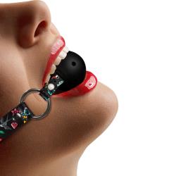 Ouch! Old School Tattoo Printed Breathable Ball Gag,Black