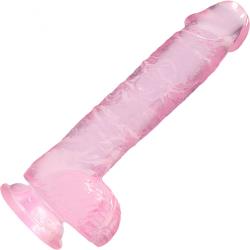 RealRock Realistic Crystal Clear Dildo with Balls, 6 Inch, Pink