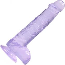 RealRock Realistic Crystal Clear Dildo with Balls, 6 Inch, Purple