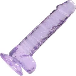 RealRock Realistic Crystal Clear Dildo with Balls, 7 Inch, Purple