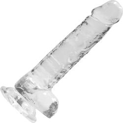 RealRock Realistic Crystal Clear Dildo with Balls, 7 Inch, Clear