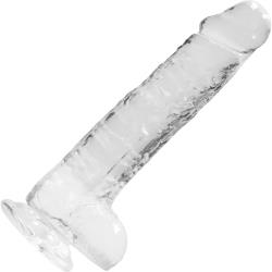 RealRock Realistic Crystal Clear Dildo with Balls, 8 Inch, Clear