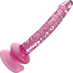 Icicles No 86 Realistic Glass Dildo with Silicone Suction Cup, 6.75 Inch, Pink