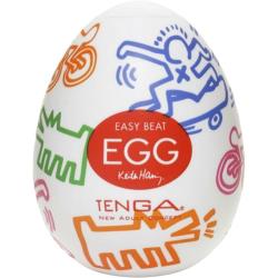 Tenga Easy Beat Egg Keith Haring Street Male Masturbator, White