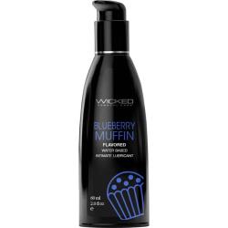 Wicked Aqua Flavored Water-Based Intimate Lubricant, 2 fl.oz (60 mL), Blueberry Muffin