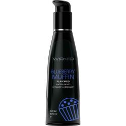 Wicked Aqua Flavored Water-Based Intimate Lubricant, 4 fl.oz (120 mL), Blueberry Muffin