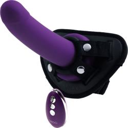 VeDO Strapped Rechargeable Strap-On with Remote Control, 8 Inch, Deep Purple