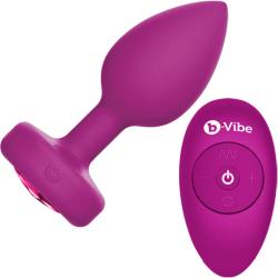 b-Vibe Vibrating Jewel Butt Plug with Remote Control, 3.85 Inch, Pink Ruby