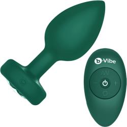 b-Vibe Vibrating Jewel Butt Plug with Remote Control, 4.13 Inch, Emerald Green