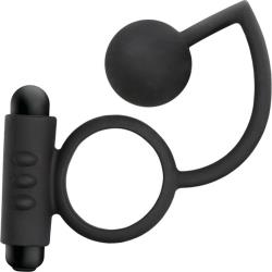 Anal Adventures Platinum Silicone Anal Ball with Vibrating C-Ring, Black