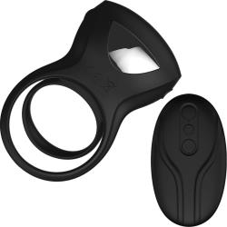 Decadence Shafter Shock E-Stim Cock Ring with Remote Control, Black