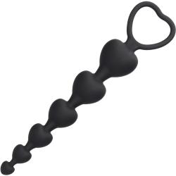 Ouch! Anal Heart Beads, 7.28 Inch, Black