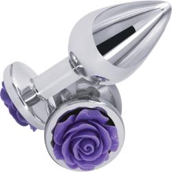 Rear Assets Rose Anal Plug, 3.5 Inch, Purple