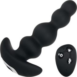Evolved Bump N Groove Silicone Butt Plug with Remote Cobtrol, 5.32 Inch, Black