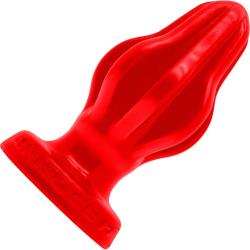 OxBalls Airhole-3 Finned Silicone Buttplug, 6.5 Inch, Red