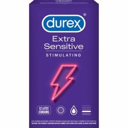 Durex Extra Sensitive Stimulating Condoms, 12 Pack