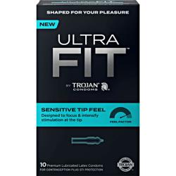 Trojan Ultrafit Sensitive Tip Feel Condoms, 10 Pack