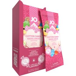JO Candy Shop Flavored Lubricant, 12 Foil Packs .33 fl.oz (10 mL), Cotton Candy